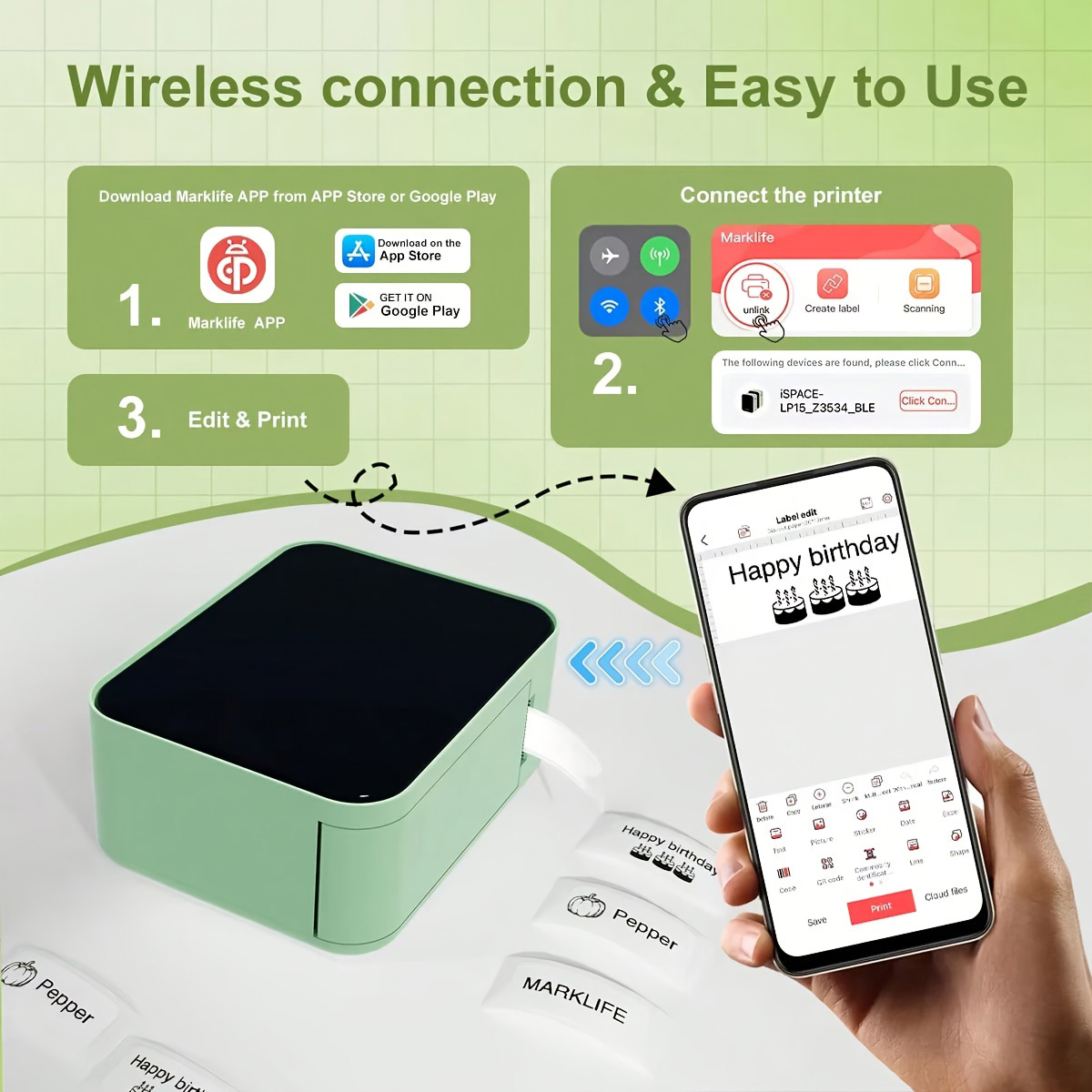 Marklife P15 Label Printer Por - đánh giá và giá Commercial Printing Labels
