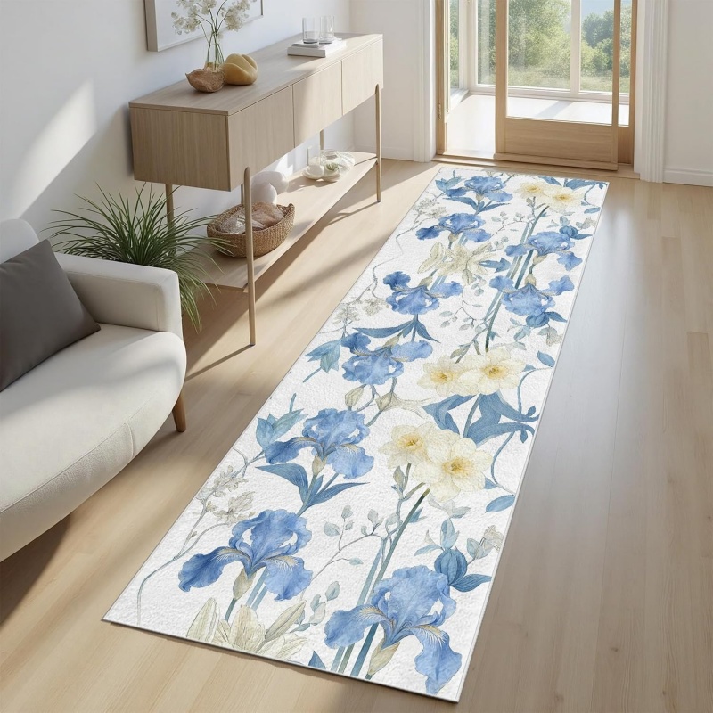 Watercolor Blue Iris Floral Ru - đánh giá và giá Hall Commercial Printing
